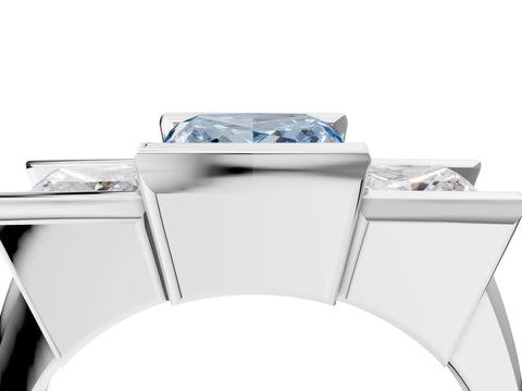 White gold Three Stone Fancy Blue Princess Cut Cut Channel Set Diamond Ring_28
