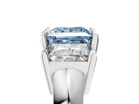 White gold Three Stone Fancy Blue Princess Cut Cut Channel Set Diamond Ring_29