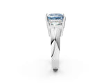 White gold Three Stone Fancy Blue Princess Cut Cut Channel Set Diamond Ring_2