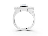 White gold Three Stone Fancy Blue Princess Cut Cut Channel Set Diamond Ring_3