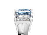 White gold Three Stone Fancy Blue Princess Cut Cut Channel Set Diamond Ring_5