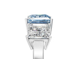 White gold Three-Stone Fancy Blue Princess Cut Cut Diamond Engagement Ring with Flat Band and Four-Prong Setting_17