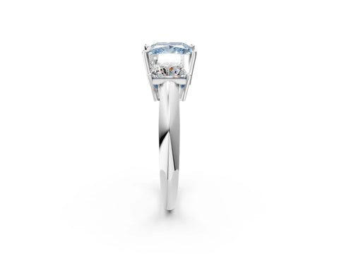 White gold Three-Stone Fancy Blue Princess Cut Cut Diamond Engagement Ring with Prong Setting on a White Gold Band_14