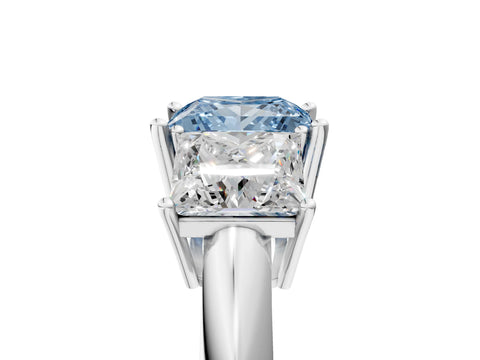 White gold Three-Stone Fancy Blue Princess Cut Cut Diamond Engagement Ring with Prong Setting on a White Gold Band_17