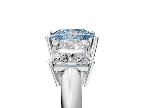 White gold Three-Stone Fancy Blue Princess Cut Cut Diamond Engagement Ring with Prong Setting on a White Gold Band_53