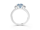 White gold Three-Stone Fancy Blue Princess Cut Cut Diamond Pavé Band with Prong Setting_30