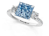 White gold Three-Stone Fancy Blue Princess Cut Cut Diamond Pavé Band with Prong Setting_52