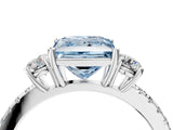 White gold Three-Stone Fancy Blue Princess Cut Cut Diamond Pavé Band with Prong Setting_55