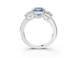 White gold Three-Stone Fancy Blue Princess Cut Cut Diamond Ring with Channel Set Band and Four-Prong Setting_15