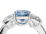 White gold Three-Stone Fancy Blue Princess Cut Cut Diamond Ring with Channel Set Band and Four-Prong Setting_16
