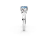 White gold Three-Stone Fancy Blue Princess Cut Cut Diamond Ring with Channel Set Band and Four-Prong Setting_2