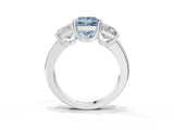 White gold Three-Stone Fancy Blue Princess Cut Cut Diamond Ring with Channel Set Band and Four-Prong Setting_27