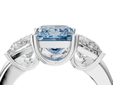 White gold Three-Stone Fancy Blue Princess Cut Cut Diamond Ring with Channel Set Band and Four-Prong Setting_28