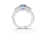 White gold Three-Stone Fancy Blue Princess Cut Cut Diamond Ring with Channel Set Band and Four-Prong Setting_3