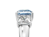 White gold Three-Stone Fancy Blue Princess Cut Cut Diamond Ring with Channel Set Band and Four-Prong Setting_35