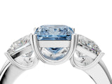 White gold Three-Stone Fancy Blue Princess Cut Cut Diamond Ring with Channel Set Band and Four-Prong Setting_40