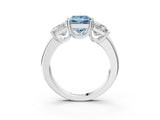 White gold Three-Stone Fancy Blue Princess Cut Cut Diamond Ring with Channel Set Band and Four-Prong Setting_51