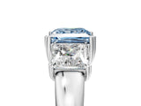 White gold Three-Stone Fancy Blue Princess Cut Cut Diamond Ring with Channel Set Band and Four-Prong Setting_5