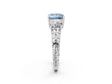 White gold Three-Stone Fancy Blue Princess Cut Cut Diamond Ring with Channel-Set Band and Prong Setting_2
