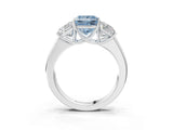 White gold Three-Stone Fancy Blue Princess Cut Cut Diamond Ring with Prong Setting and Classic Band_3