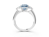 White gold Three-Stone Fancy Blue Princess Cut Cut Diamond Ring with Trillion Side Stones and Four-Prong Setting_26