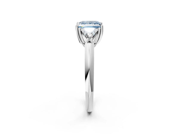 Platinum Princess Cut Trillion Three Stone Engagement Ring Setting for Fancy Blue Center