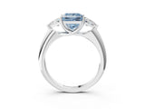 White gold Three-Stone Fancy Blue Princess Cut Cut Diamond Ring with Trillion Side Stones and Four-Prong Setting_32