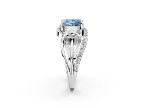 White gold Three-Stone Fancy Blue Princess Cut Cut Diamond Split Shank Prong Set Ring_26