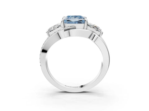 White gold Three-Stone Fancy Blue Princess Cut Cut Diamond Split Shank Prong Set Ring_27