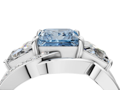 White gold Three-Stone Fancy Blue Princess Cut Cut Diamond Split Shank Prong Set Ring_28