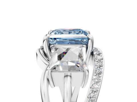 White gold Three-Stone Fancy Blue Princess Cut Cut Diamond Split Shank Prong Set Ring_29