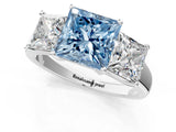 White gold Three-Stone Fancy Blue Princess Cut Cut Solitaire Ring with Classic Prong Setting_13