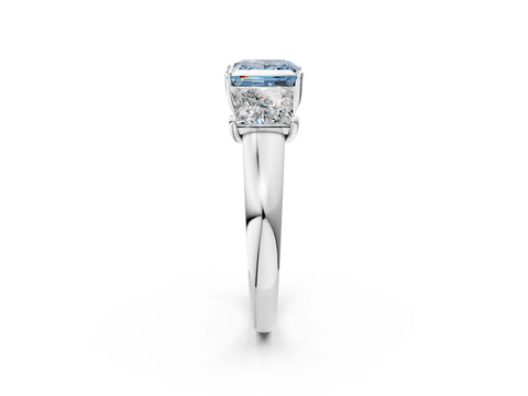White gold Three-Stone Fancy Blue Princess Cut Cut Solitaire Ring with Classic Prong Setting_14