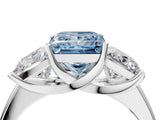White gold Three-Stone Fancy Blue Princess Cut Cut Solitaire Ring with Classic Prong Setting_16