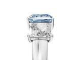 White gold Three-Stone Fancy Blue Princess Cut Cut Solitaire Ring with Classic Prong Setting_17