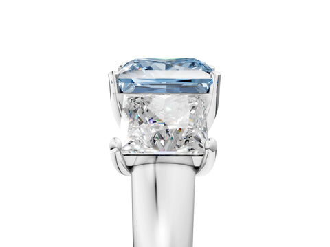 White gold Three-Stone Fancy Blue Princess Cut Cut Solitaire Ring with Classic Prong Setting_17