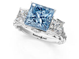 White gold Three-Stone Fancy Blue Princess Cut Diamond Braided Band Ring with Four-Prong Setting_33
