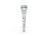 White gold Three-Stone Fancy Blue Princess Cut Diamond Braided Band Ring with Four-Prong Setting_34