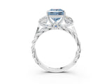 White gold Three-Stone Fancy Blue Princess Cut Diamond Braided Band Ring with Four-Prong Setting_35