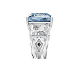 White gold Three-Stone Fancy Blue Princess Cut Diamond Braided Band Ring with Four-Prong Setting_37