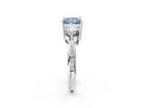White gold Three-Stone Fancy Blue Princess Cut Diamond Channel Set Engagement Ring with Prong Setting_14