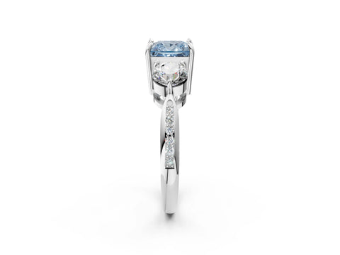 White gold Three-Stone Fancy Blue Princess Cut Diamond Channel Set Engagement Ring with Prong Setting_14
