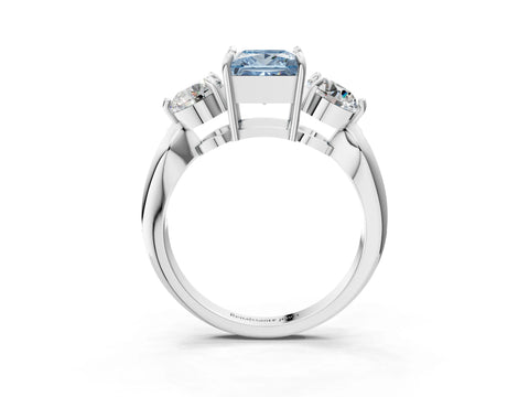 White gold Three-Stone Fancy Blue Princess Cut Diamond Channel Set Engagement Ring with Prong Setting_15