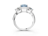 White gold Three-Stone Fancy Blue Princess Cut Diamond Channel Set Engagement Ring with Prong Setting_15