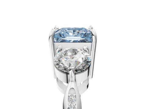 White gold Three-Stone Fancy Blue Princess Cut Diamond Channel Set Engagement Ring with Prong Setting_17