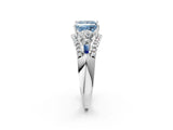 White gold Three-Stone Fancy Blue Princess Cut Diamond Engagement Ring with Pave Band and Prong Setting_14