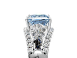 White gold Three-Stone Fancy Blue Princess Cut Diamond Engagement Ring with Pave Band and Prong Setting_17