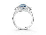 White gold Three-Stone Fancy Blue Princess Cut Diamond Engagement Ring with Prong Setting_18