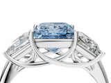 White gold Three-Stone Fancy Blue Princess Cut Diamond Engagement Ring with Prong Setting_19