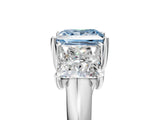 White gold Three-Stone Fancy Blue Princess Cut Diamond Engagement Ring with Prong Setting_20